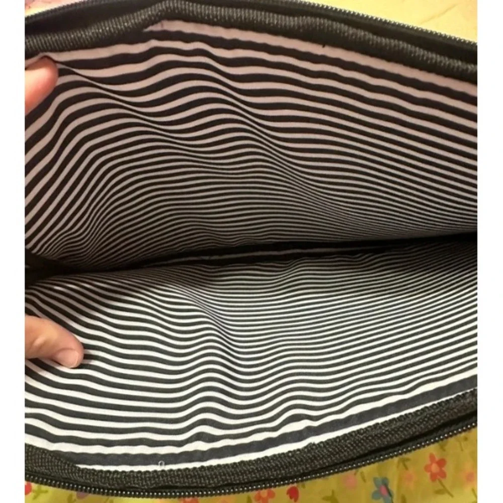 Laptop bag and a matching removable laptop sleeve- Set Black White Striped NWT